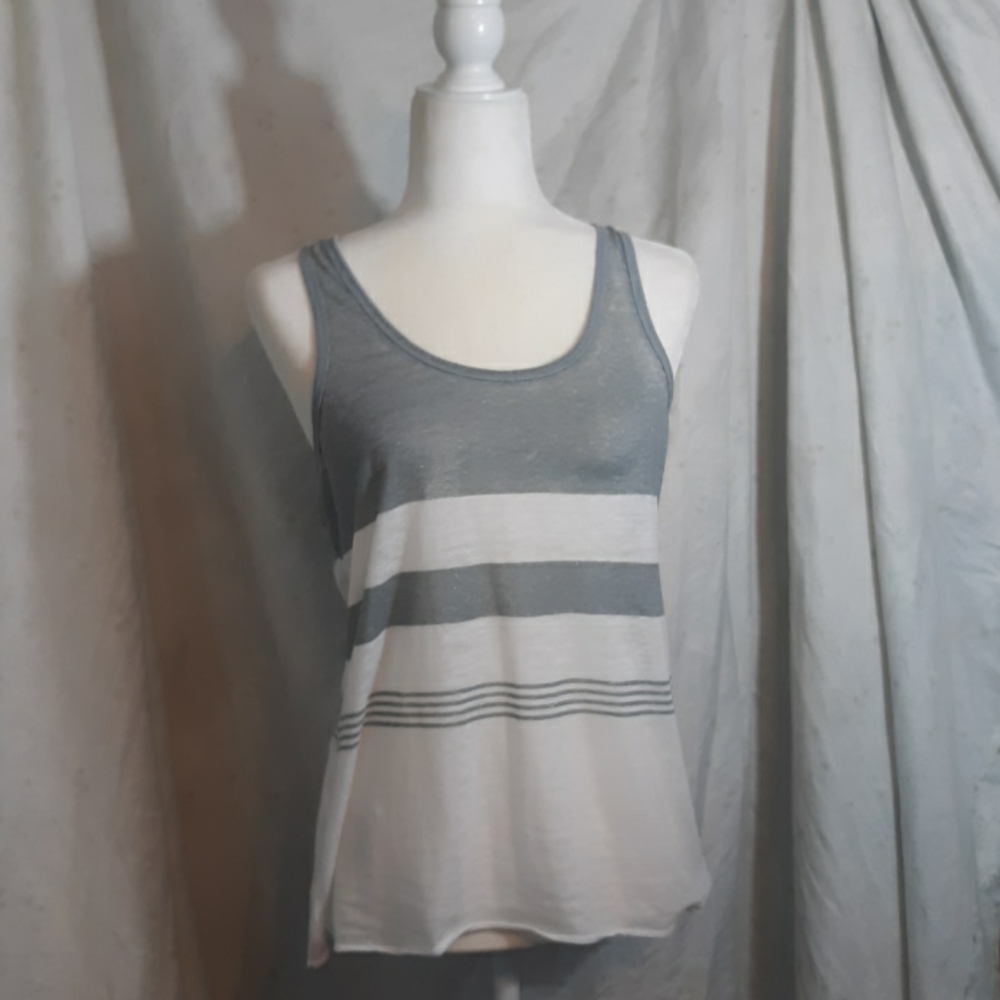American Eagle racerback grey and white tank top